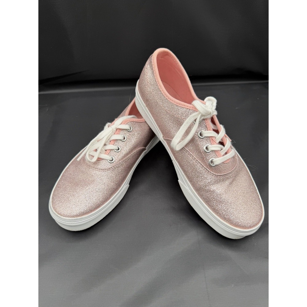 Vans Authentic Lurex Glitter Pink Sneakers Low Top Lace Up Shoes Womens US 7